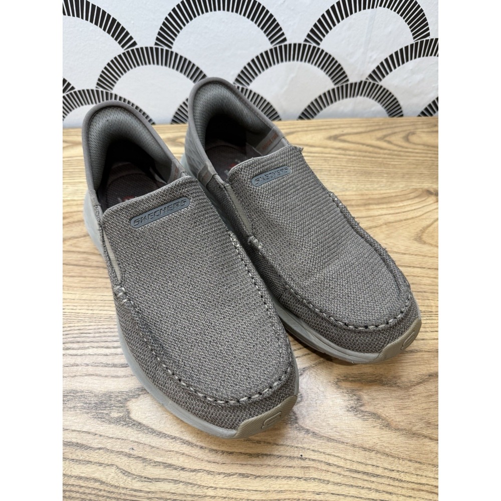 Skechers Sz 9 Parson Ralven Slip-ins Shoes Canvas Loafers Men's Brown TPE 204804